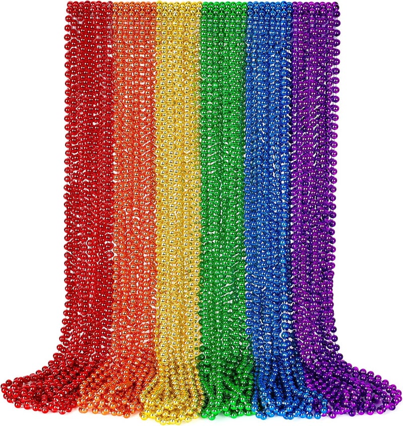 VLUV 36Pcs Beaded Necklace, Mardi Gras Beads Necklaces Accessories, 33 Inch Bead Costume for Women Man, Festival Parade Throw Supplies - Image 1